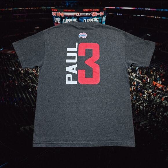 Majestic LA Clippers Chris Paul #3 Dark Gray SS Graphic Tee Mens Size S/M - Picture 5 of 8